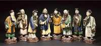 19th century A set of Guandong pottery models of The Eight Immortals